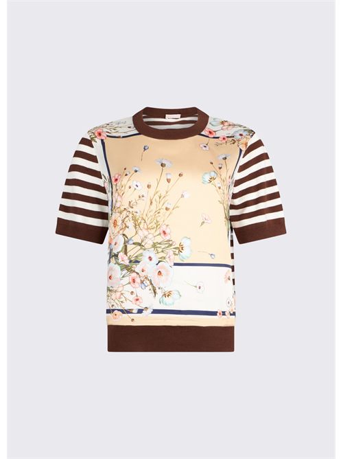 Top con inserti in twill stampato LIU JO | WA6386MS49I/P9245